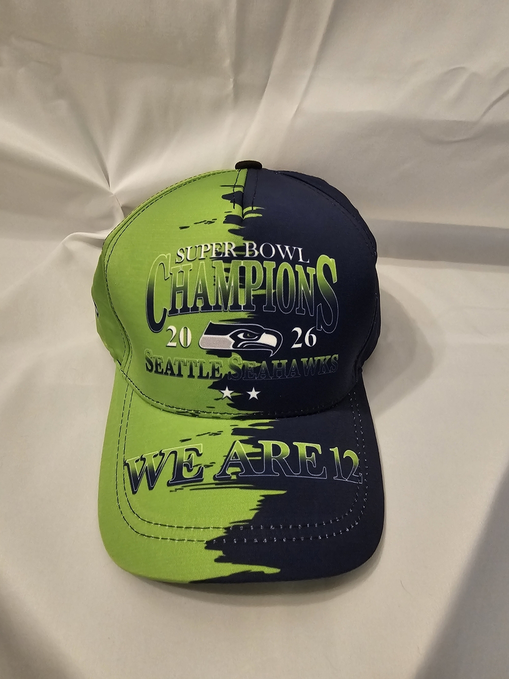 Super Bowl Champions 'We Are 12' Men's Cap - Navy & Neon Green